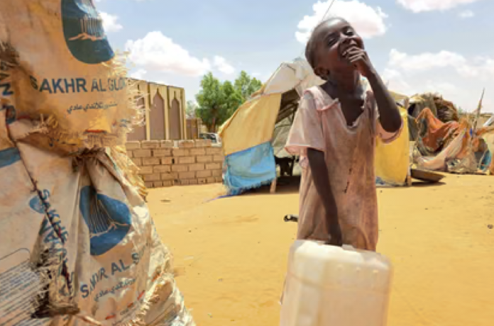 Child carry jerrycan at the Camp in Sudan